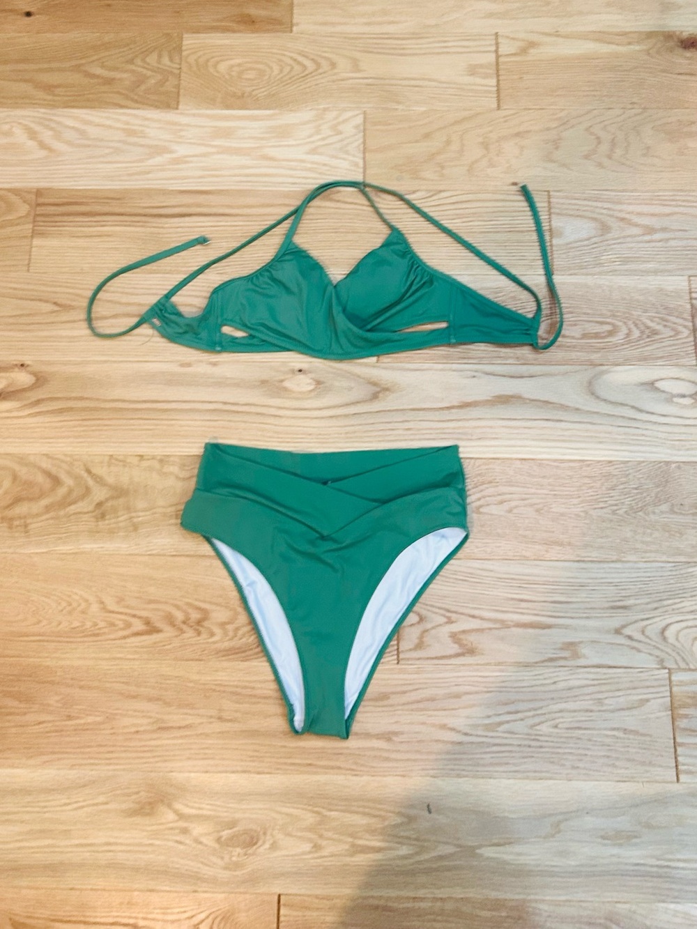 PINK Victoria's Secret Green High-Waist Bikini Set